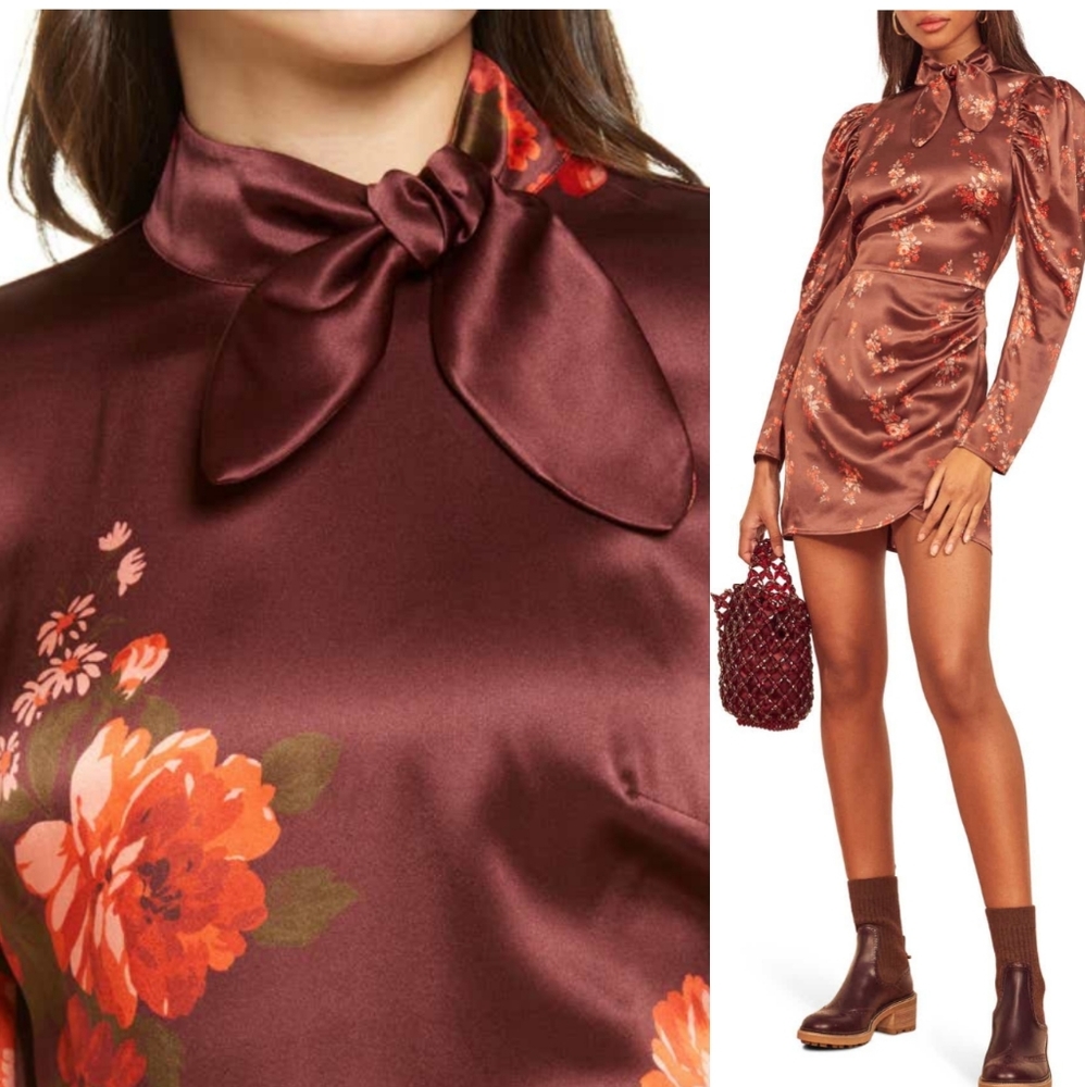 Reformation Livie silk burgundy mini dress 4 - Picture 2 of 8